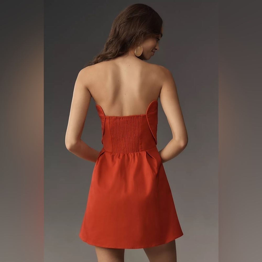 FARM Rio Strapless Sweetheart Rust-Red Mini Dress - Picture 2 of 7